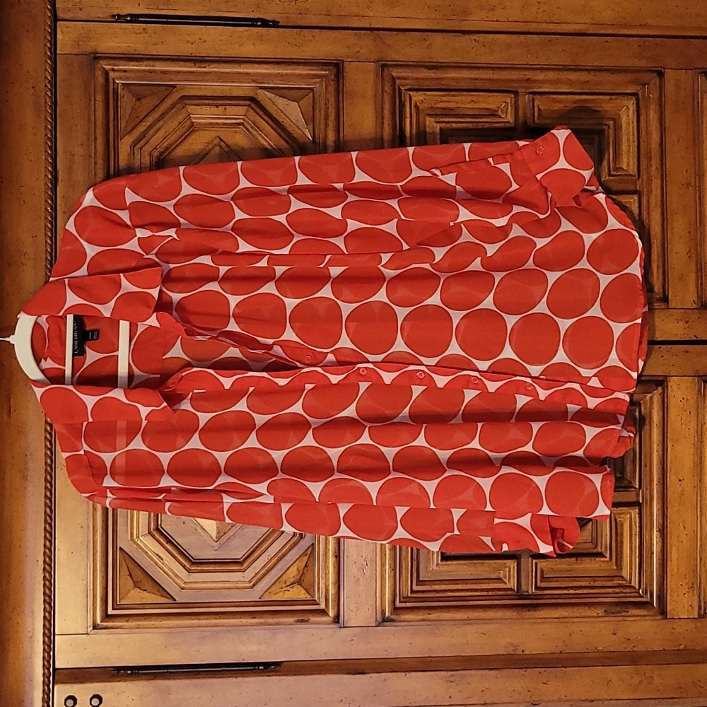 Orange and white shear long sleeve shirt